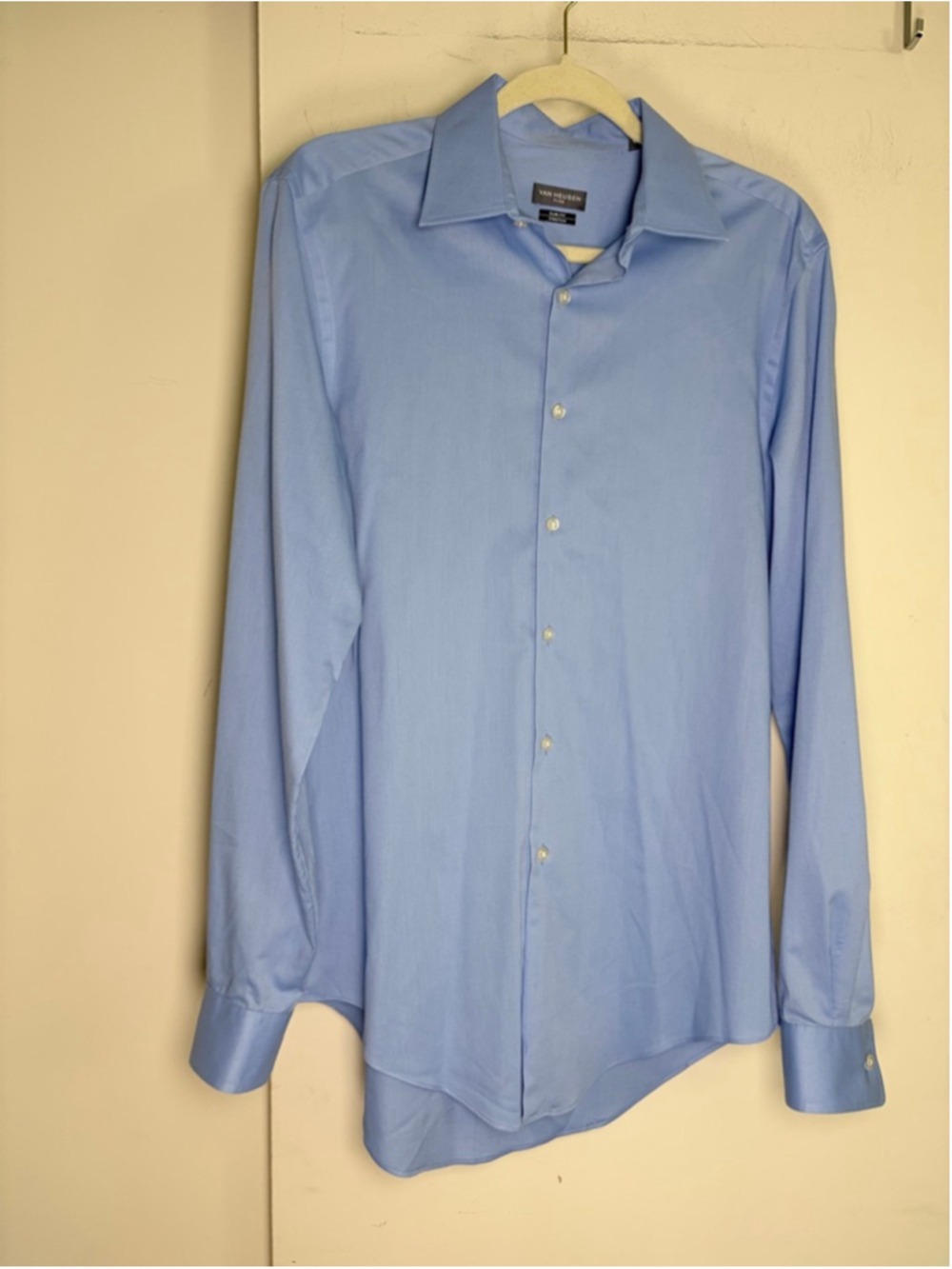 Van Heusen FLEX Slim Fit Dress Shirt Mens 15.5 34-35 Medium Light Blue Stretch